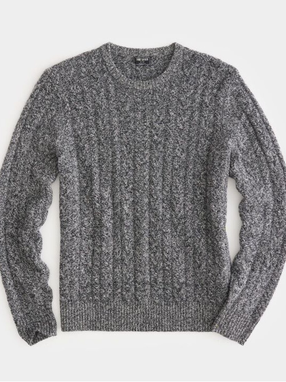 Todd Snyder Lambswool Cable Crew in Faded Black Large